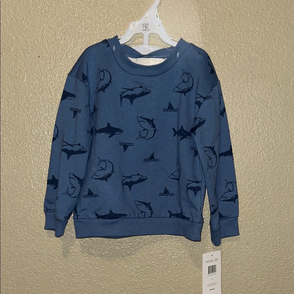 Rachel Zoe Blue Shark Print Kids Sweater